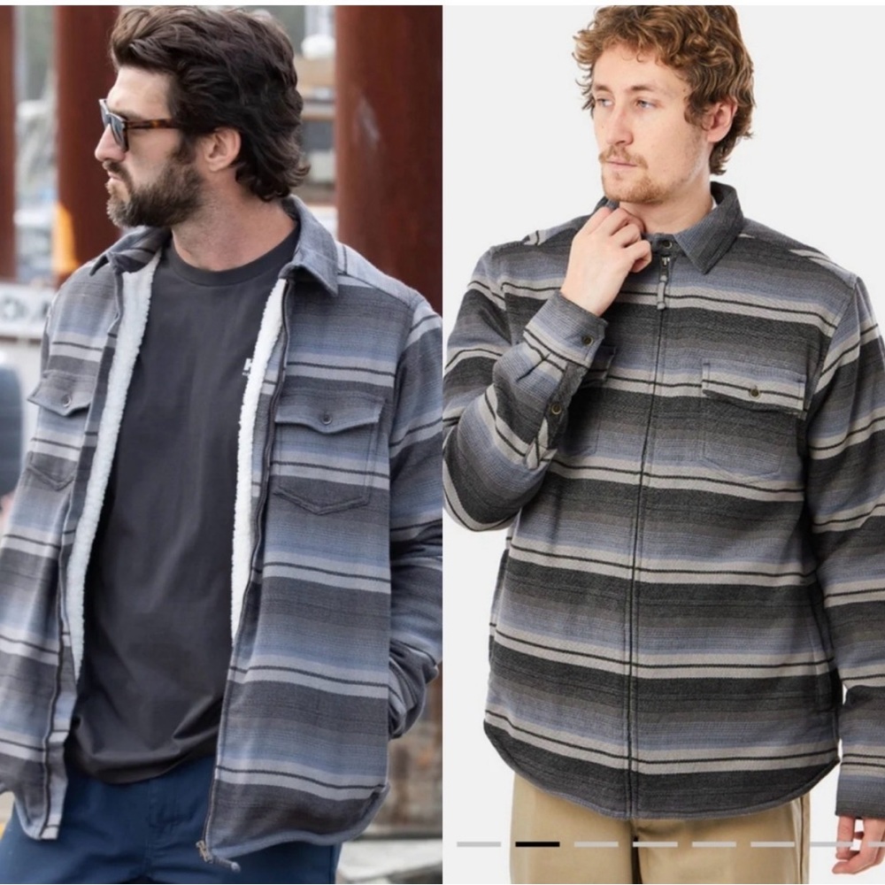 Kavu | Eagle Pine Midnight Stripe Fleece Lined Shacket Like New